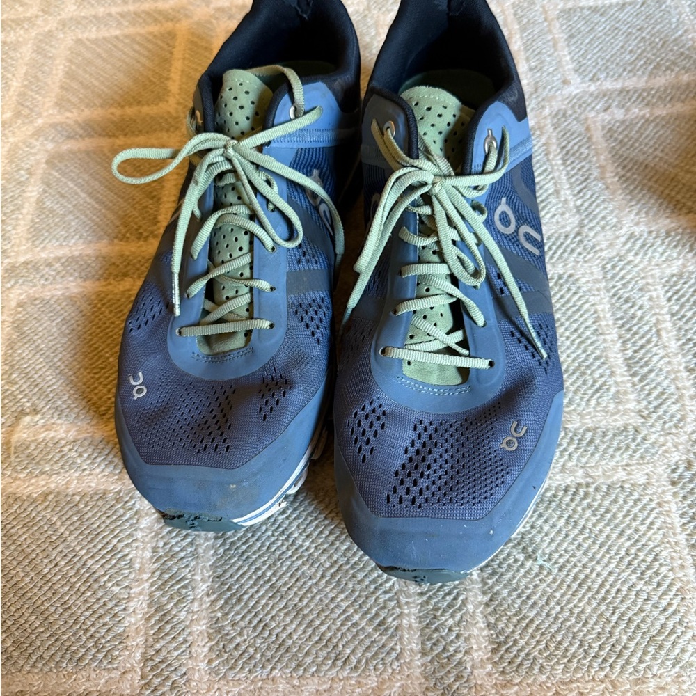 On Running Navy and Olive Athletic Shoes